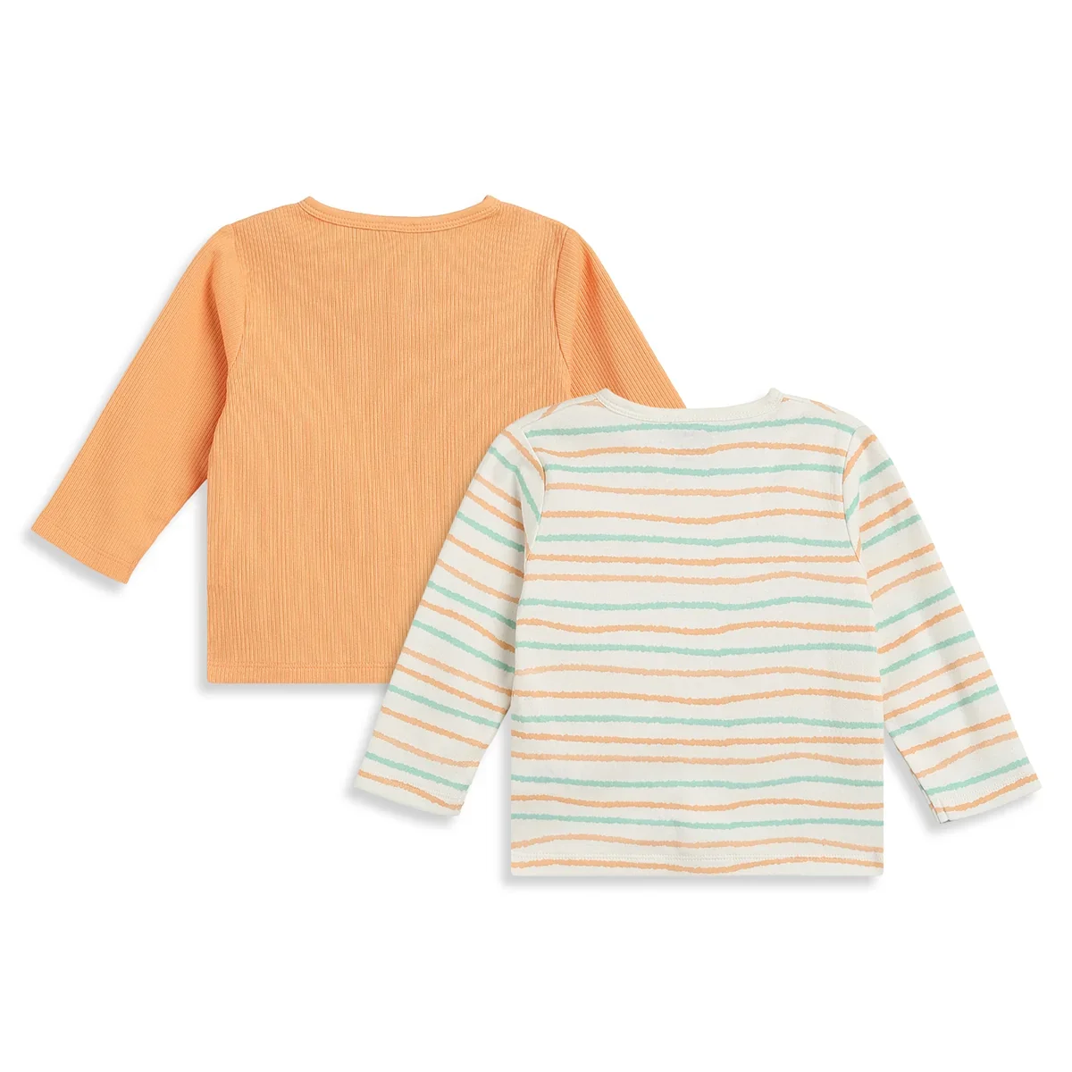Baby Boys Peach and White Cotton Front Open Full Sleeve Vest Pack of 2 Everyday Essentials thumbnail 1