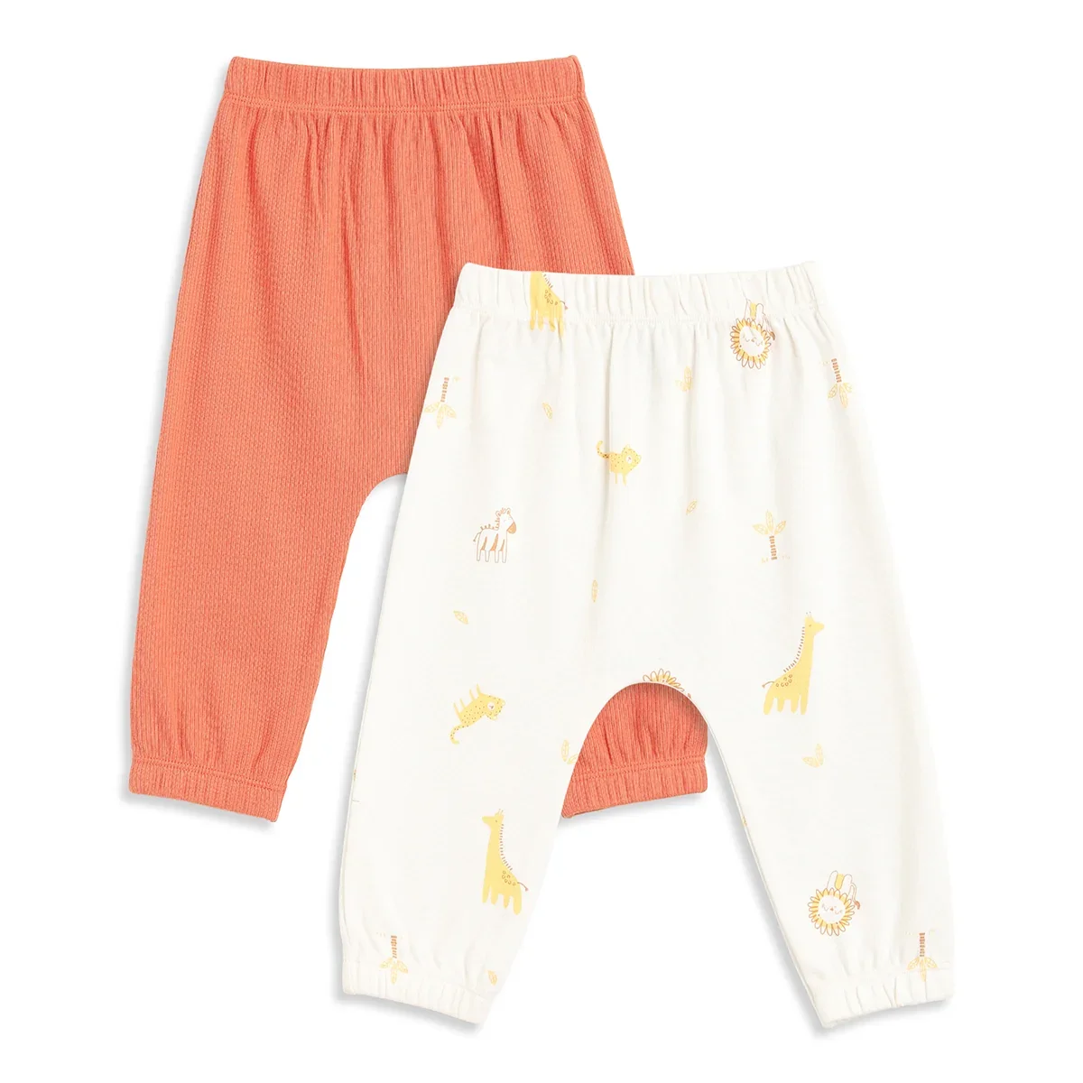 Baby Boys Peach and White Cotton Knit Bottom Pack of 2 Regular Fit Everyday Wear thumbnail 1
