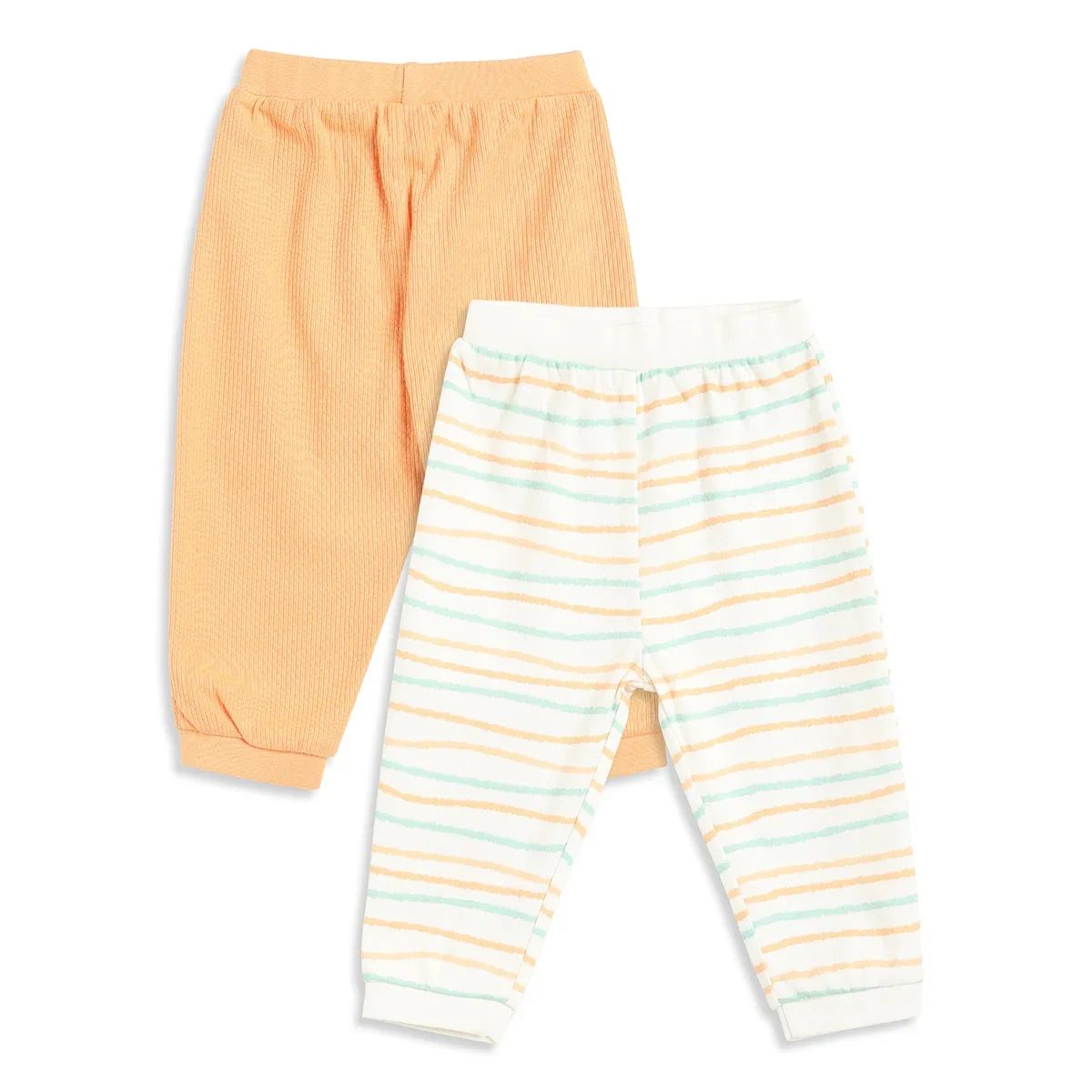 Baby Boys Peach and White Cotton Knit Bottom Pack of 2 Regular Fit Everyday Wear thumbnail 1