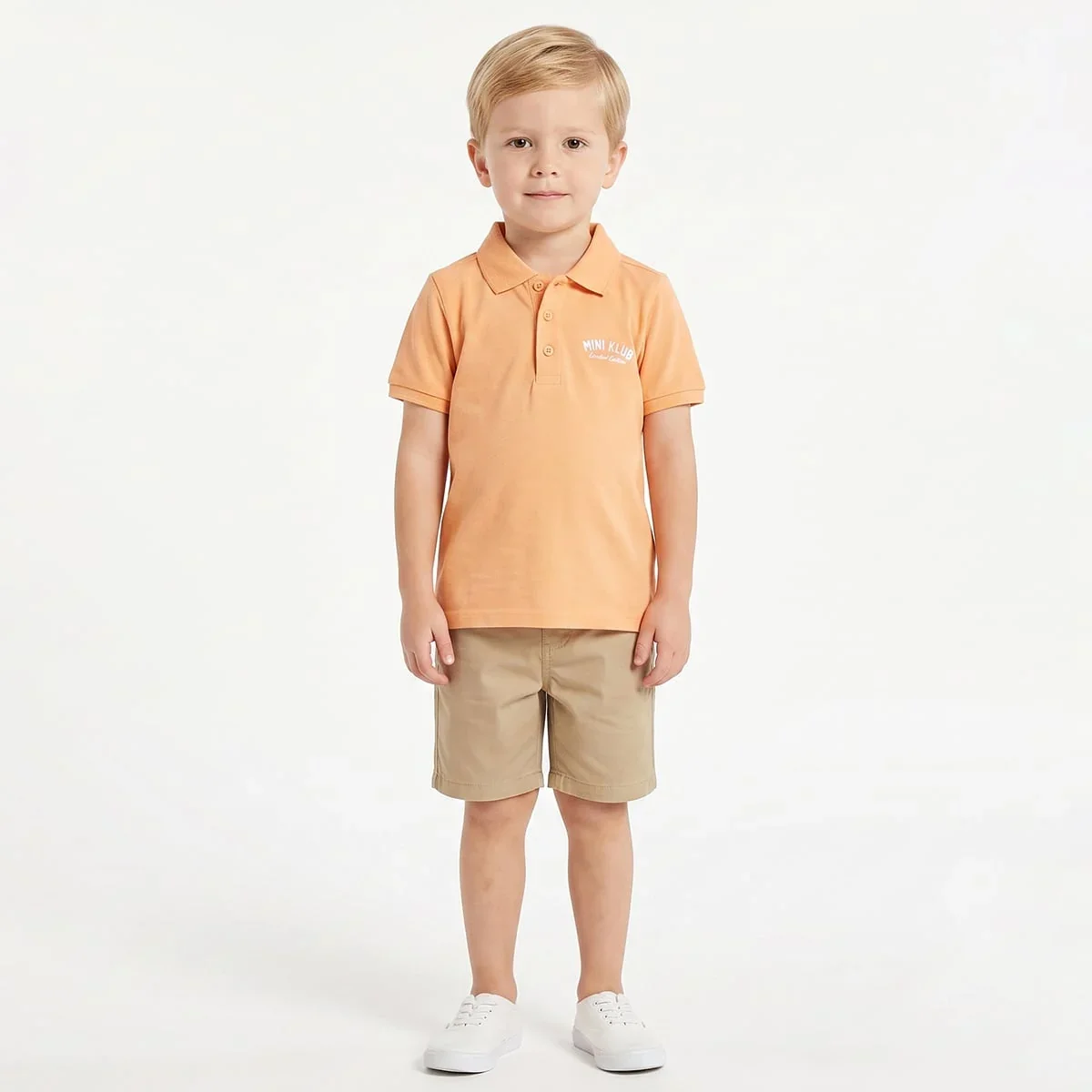 Baby Boys Peach Cotton Logo Embroidered Polo T-Shirt Regular Fit Casual Wear thumbnail 2
