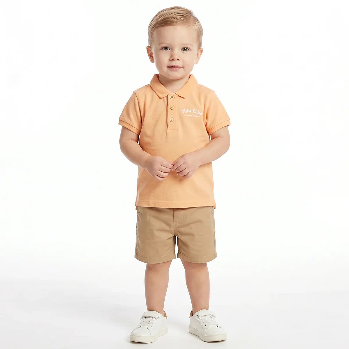 Baby Boys Peach Cotton Polo Neck Regular Fit T-Shirt thumbnail 2