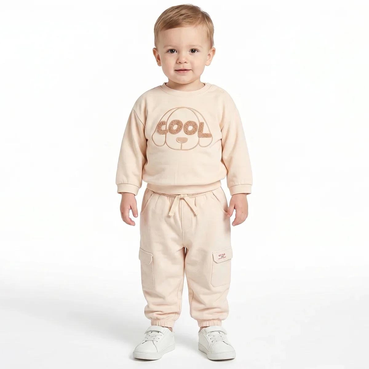 Baby Boys Peach Dog Graphic Sweatshirt Regular Fit Casual Kids Wear thumbnail 2