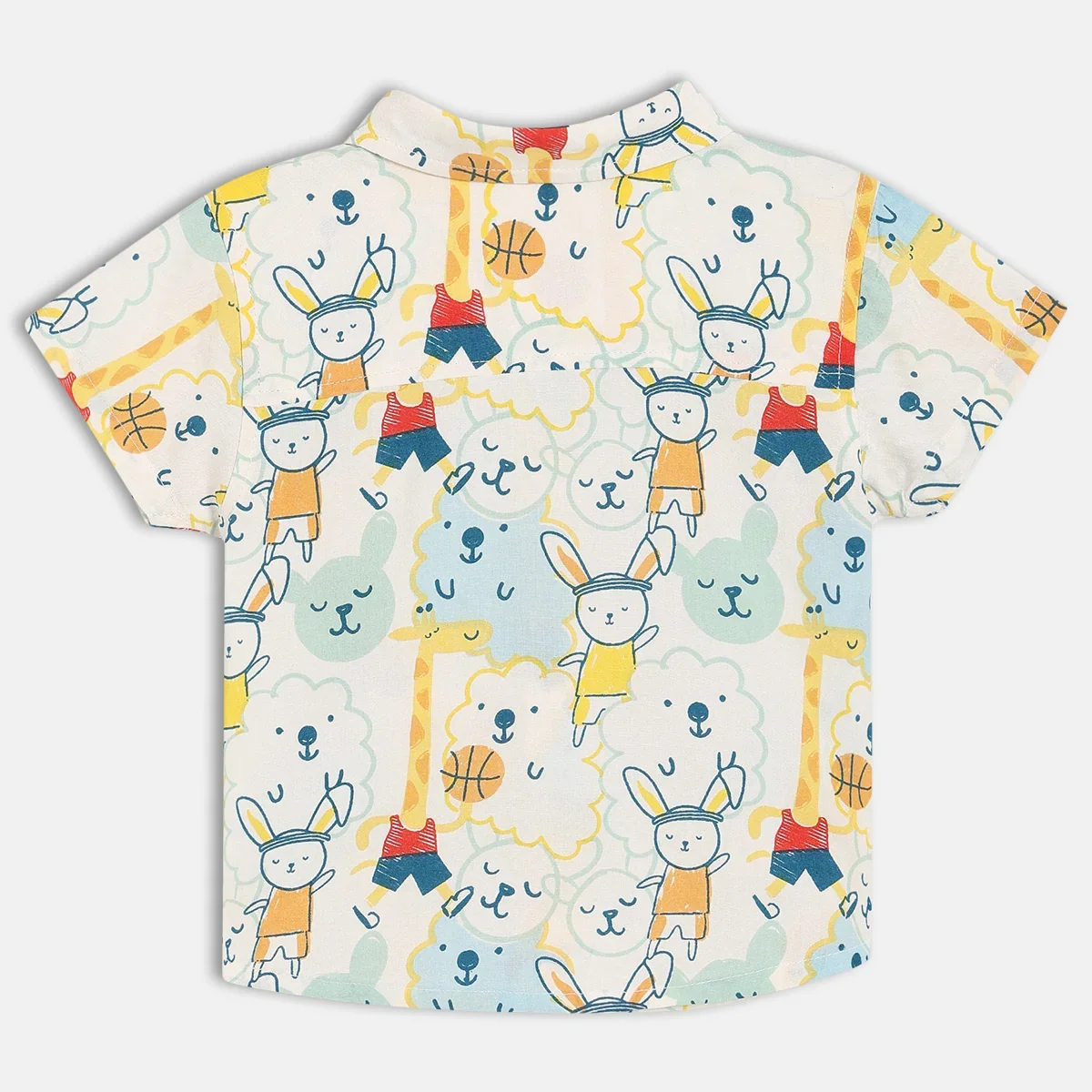Baby Boys Playful Bunny Print Shirt, Multicolour thumbnail 1
