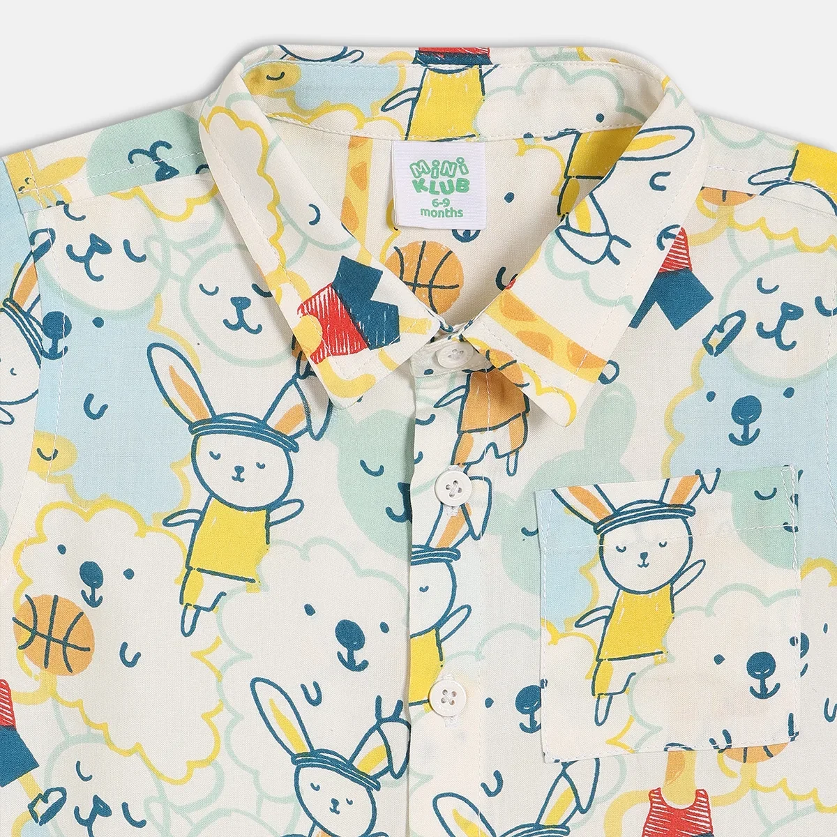 Baby Boys Playful Bunny Print Shirt, Multicolour thumbnail 3