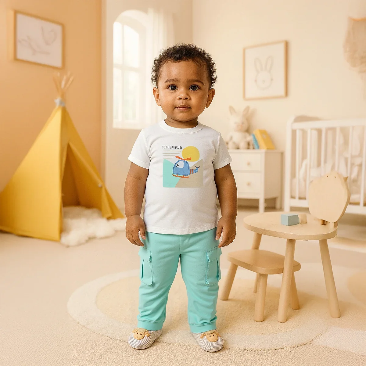 Baby Boys Polo Outfit Bundle with Graphic Co-ord Set - Multicolour thumbnail 2