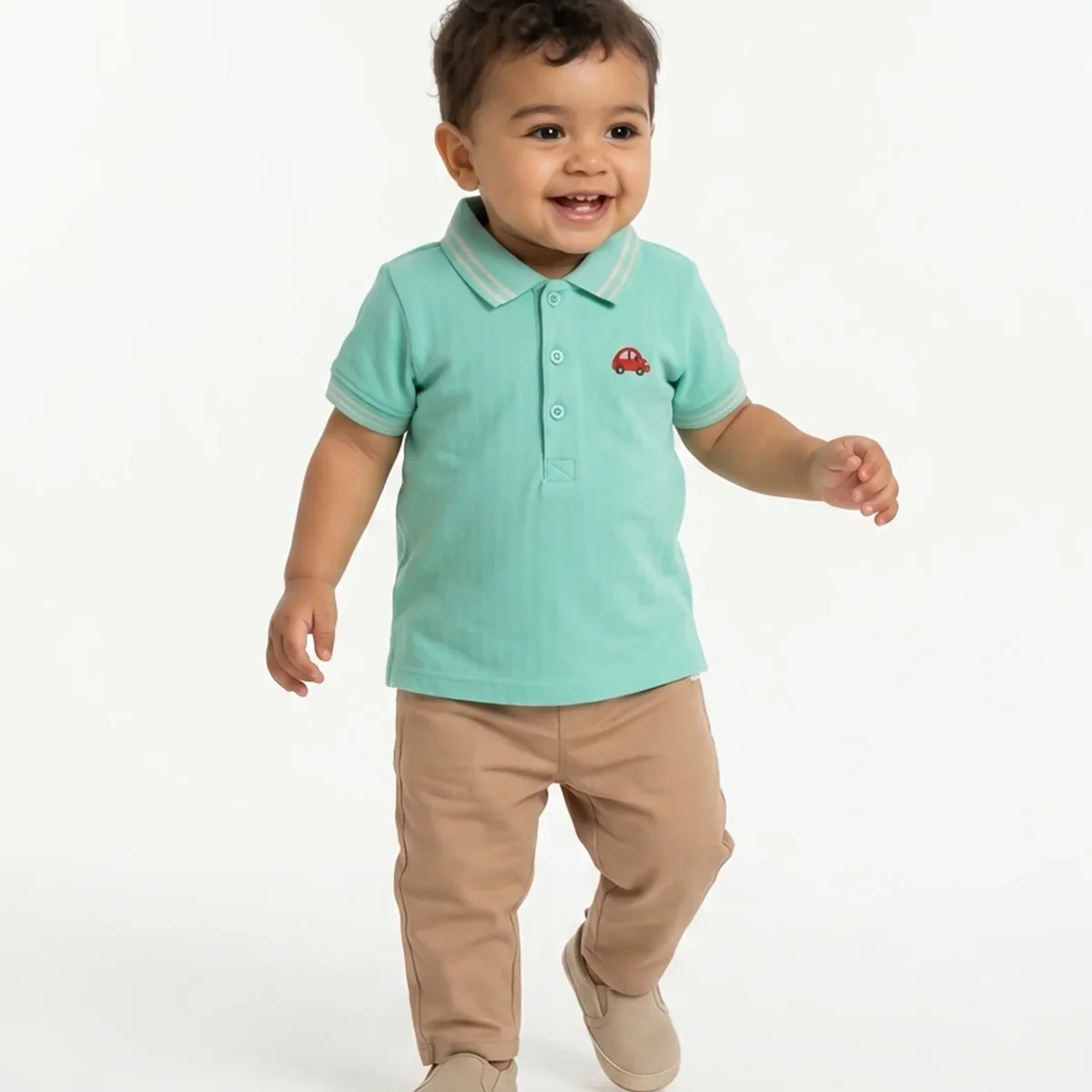 Baby Boys Polo Outfit Bundle with Graphic Co-ord Set - Multicolour thumbnail 3