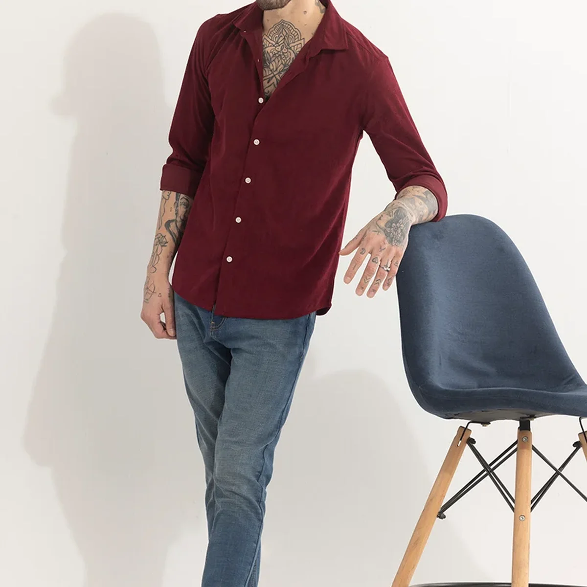 PatchPro Maroon Corduroy Shirt thumbnail 3