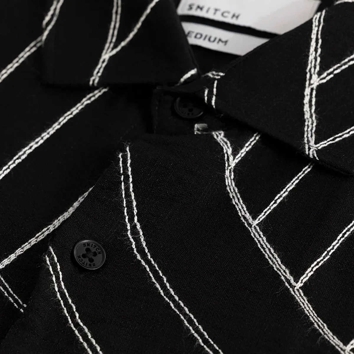 Scribline Black Embroidered Shirt thumbnail 1