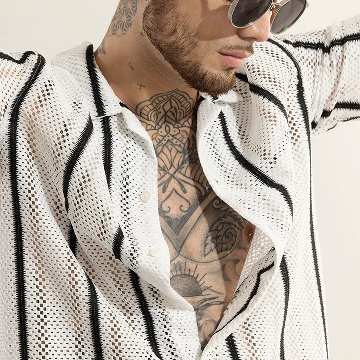 Cube Couture White Crochet Shirt thumbnail 2