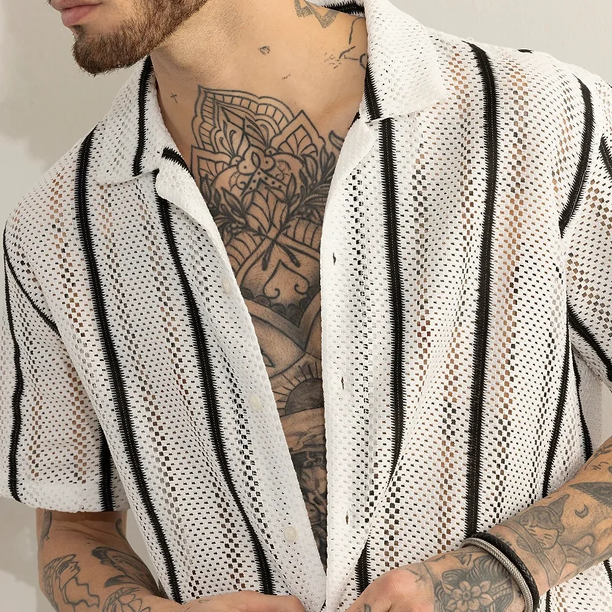 Cube Couture White Crochet Shirt thumbnail 3