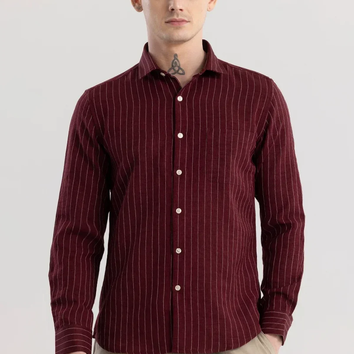 Maroon Stripes Slim Fit Shirt thumbnail 2