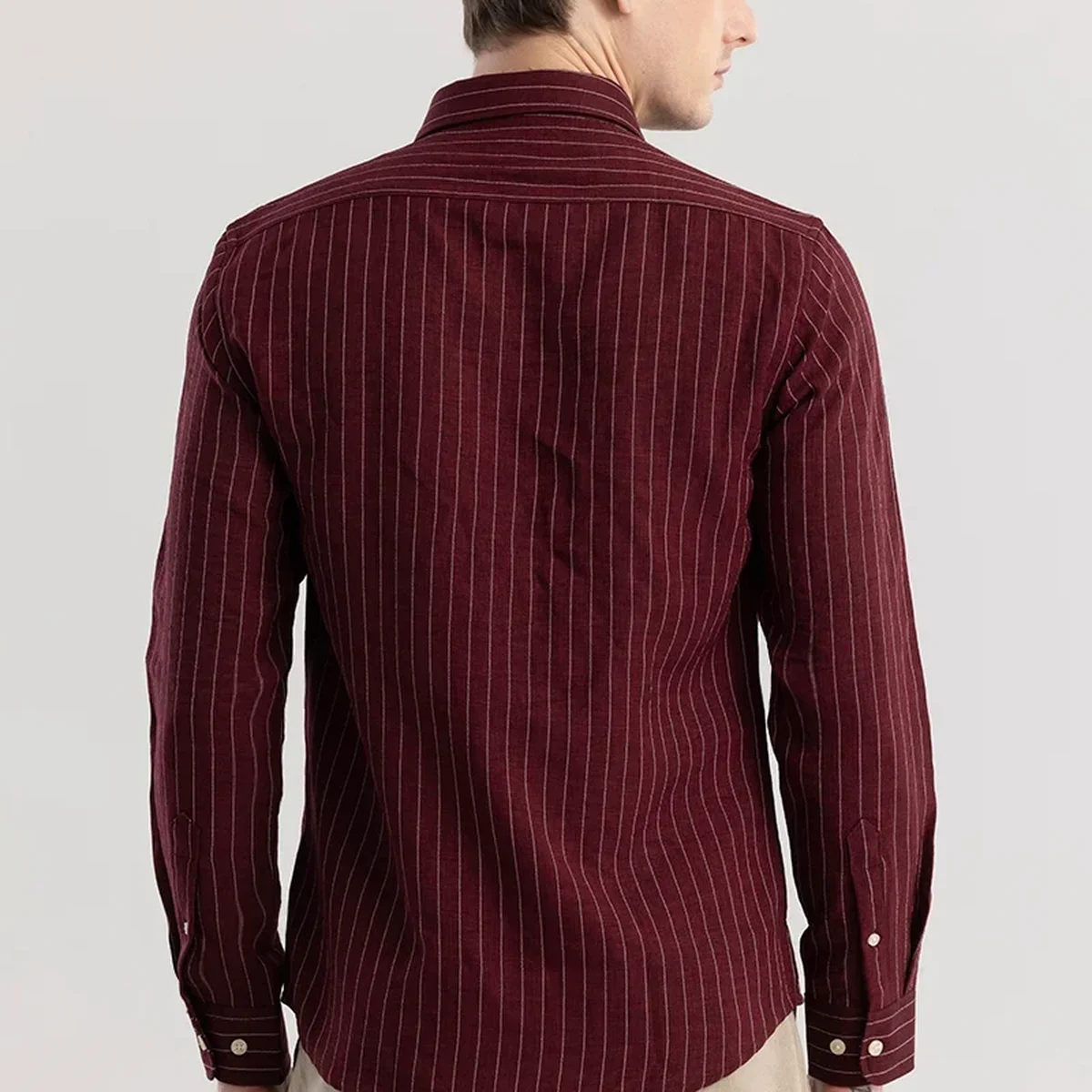 Maroon Stripes Slim Fit Shirt thumbnail 3