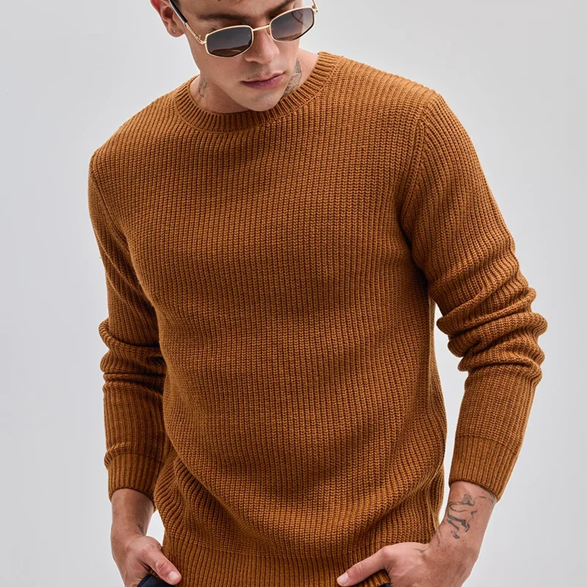 Brown Fisherman Knit Sweater thumbnail 1