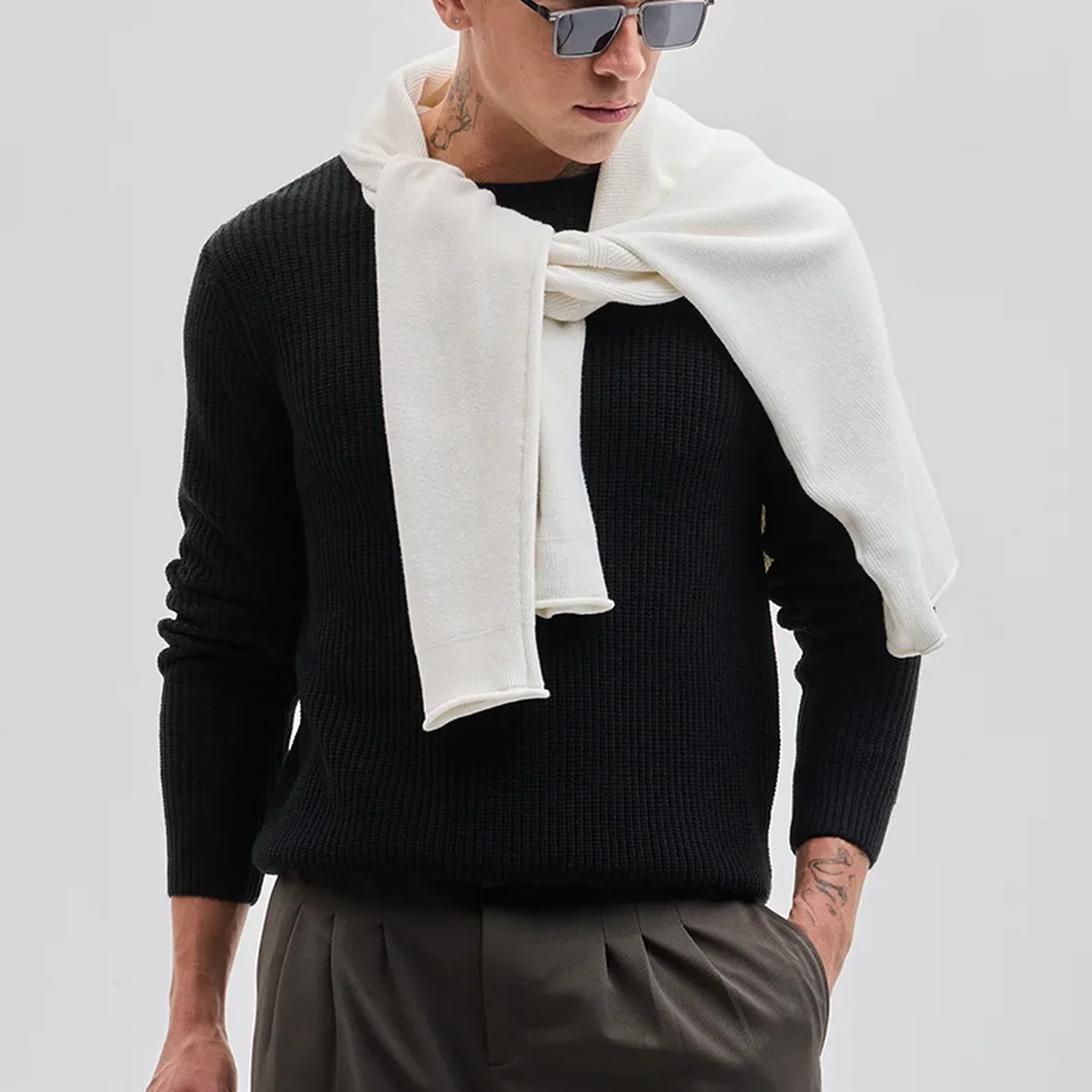 Black Fisherman Knit Sweater thumbnail 3
