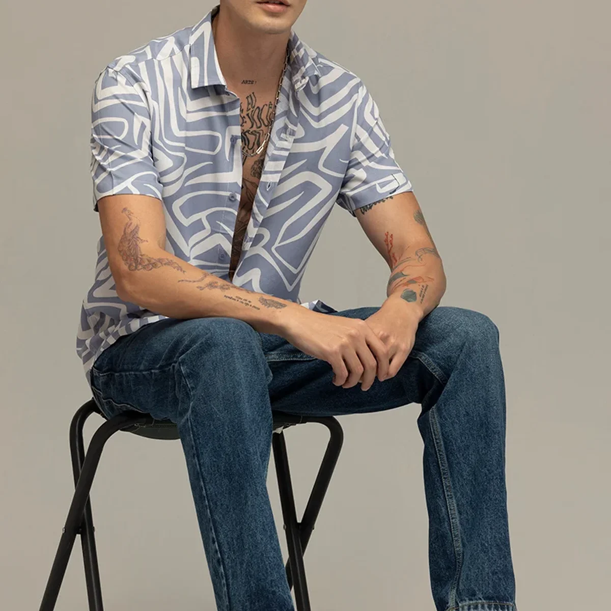 Maze Line Blue Shirt