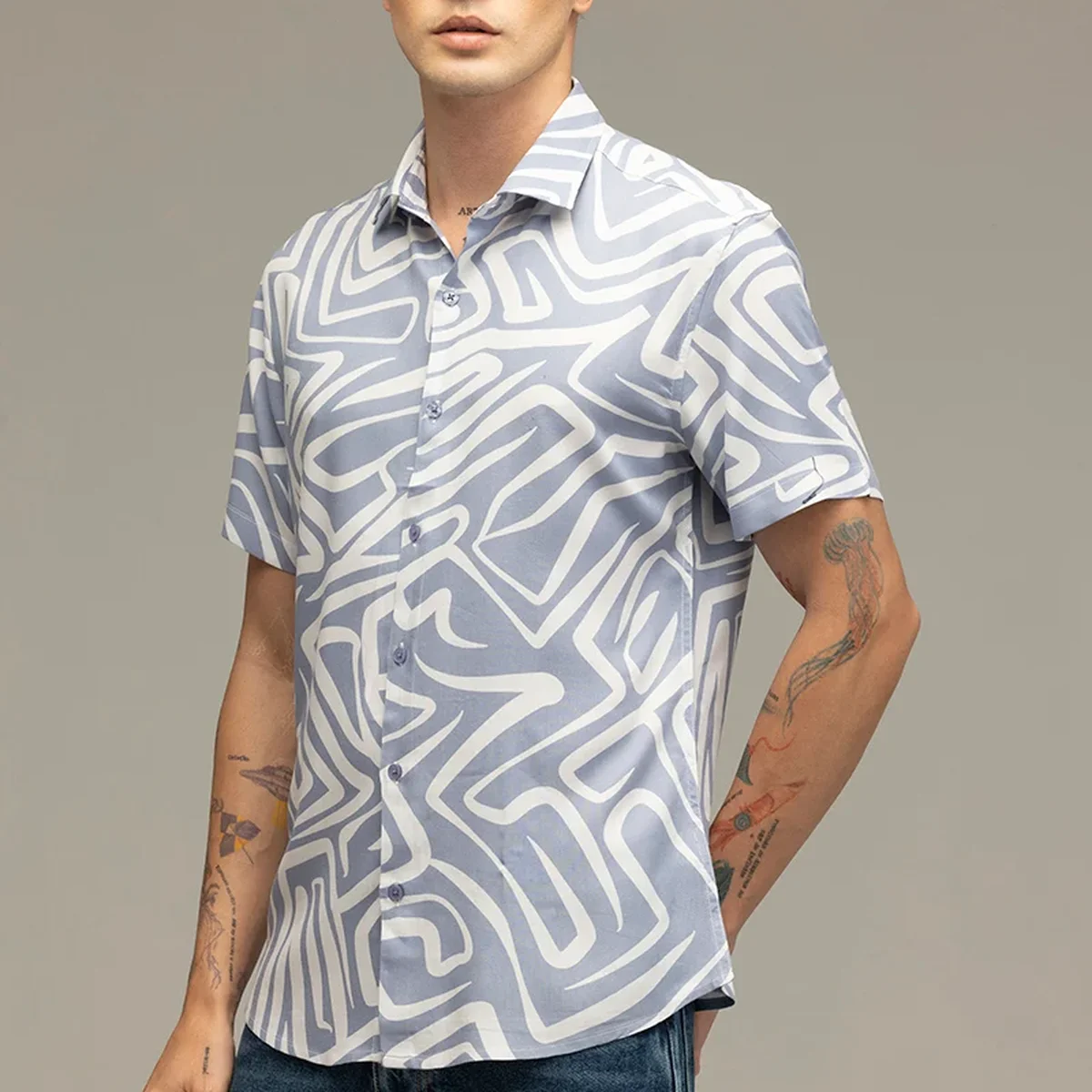 Maze Line Blue Shirt thumbnail 3