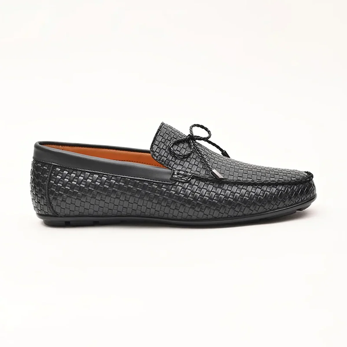Black Textured Loafers