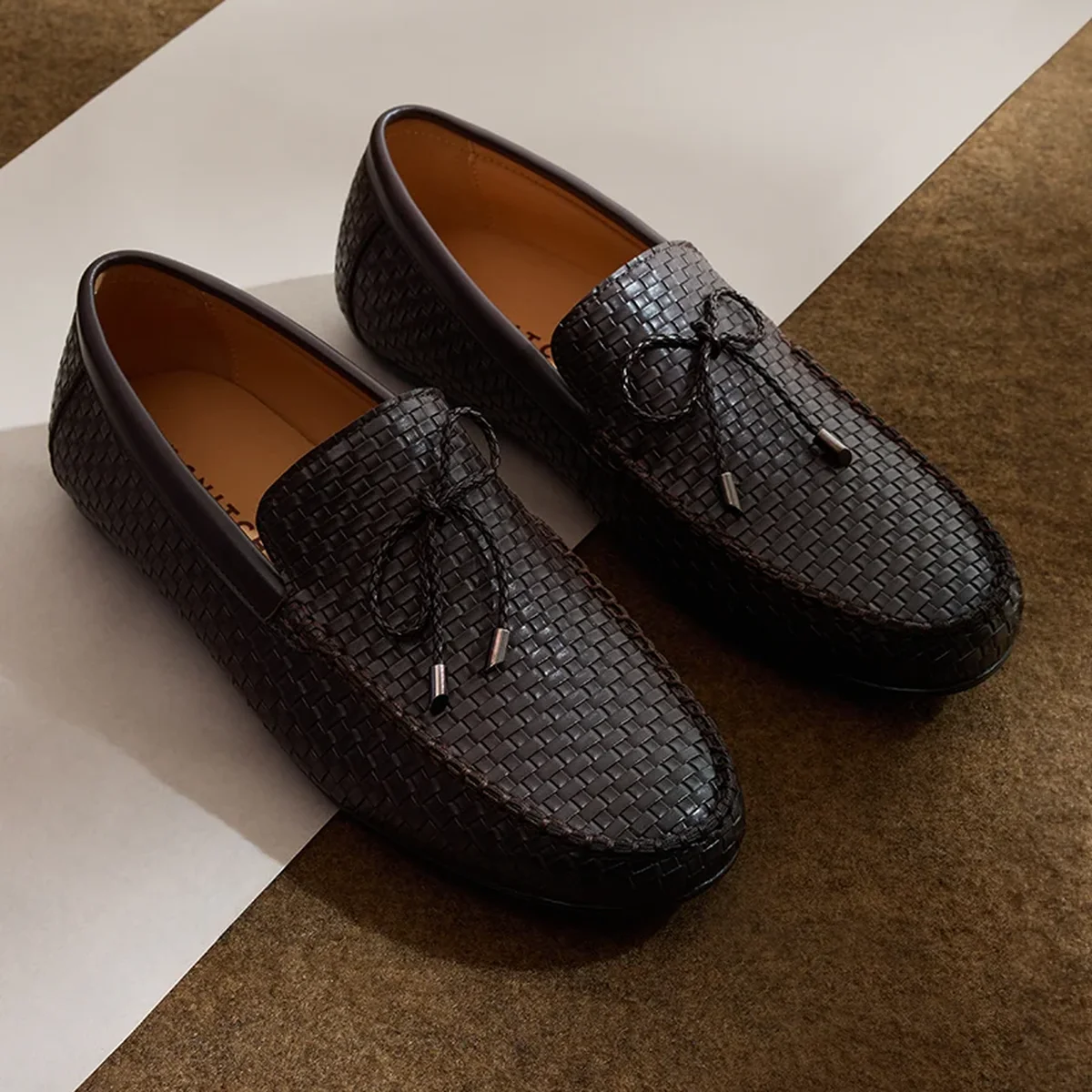 Brown Textured Loafers thumbnail 1