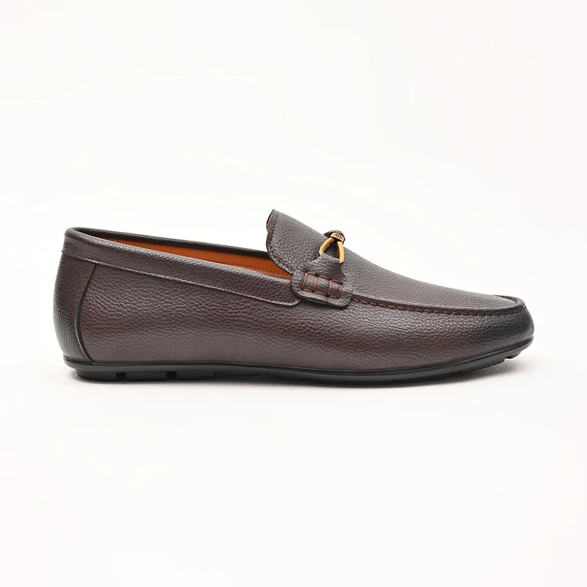Brown Textured Loafers