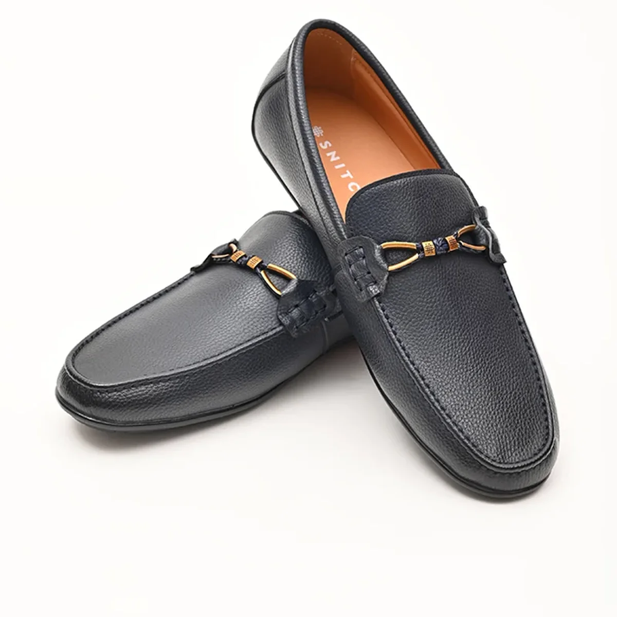 Navy Blue Textured Loafers thumbnail 2
