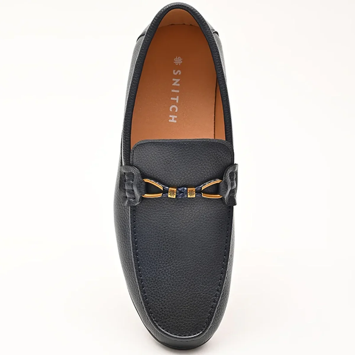 Navy Blue Textured Loafers thumbnail 3
