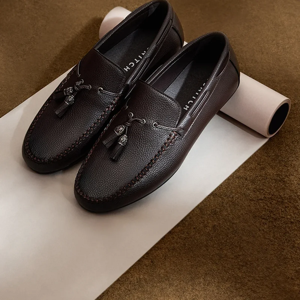 Brown Textured Loafers thumbnail 1