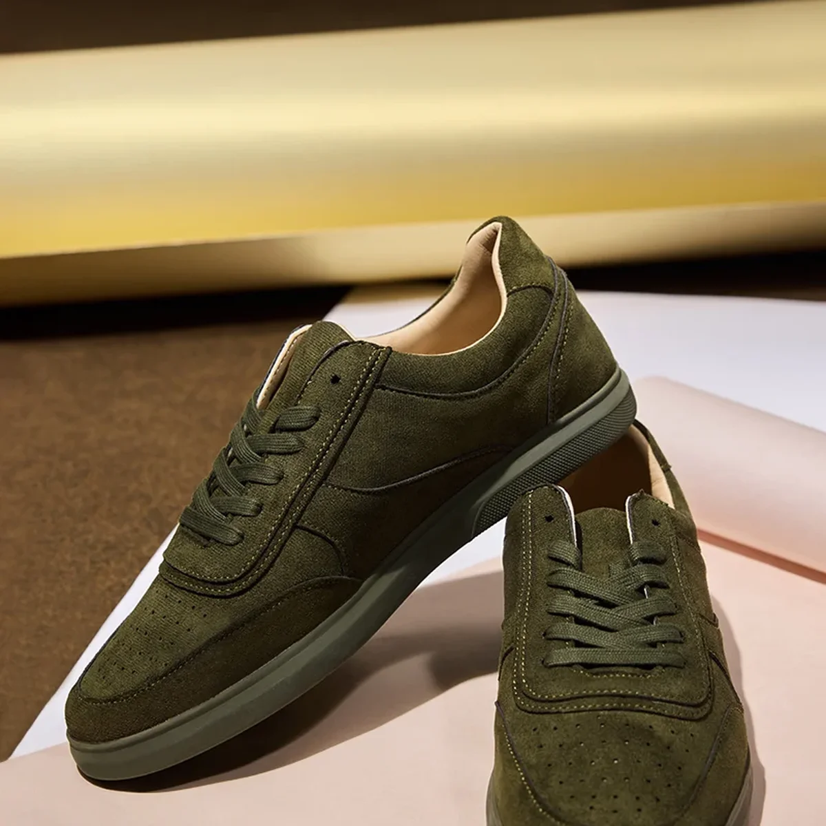 Olive Textured Canvas Shoes thumbnail 1
