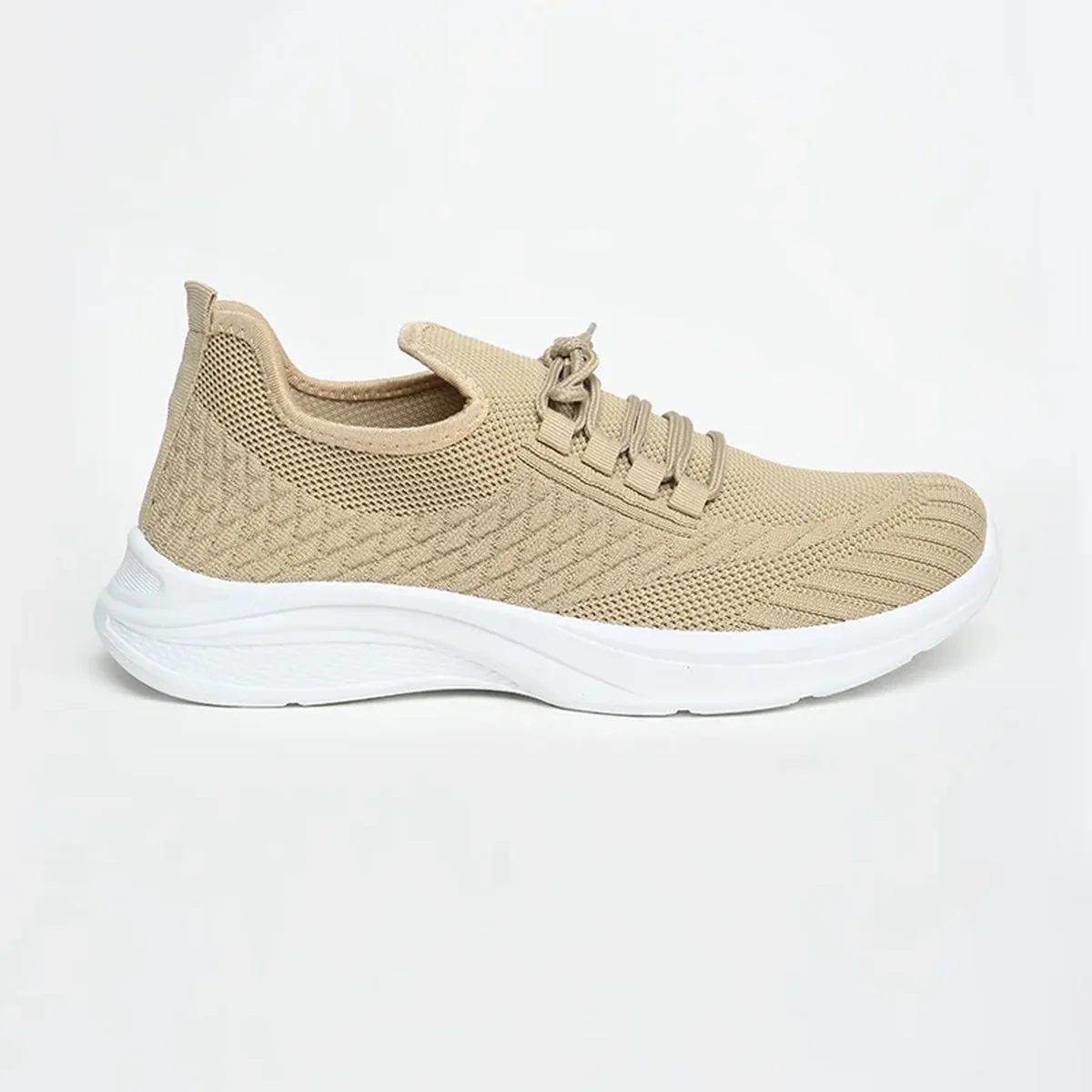 Beige Textured Knit Shoes