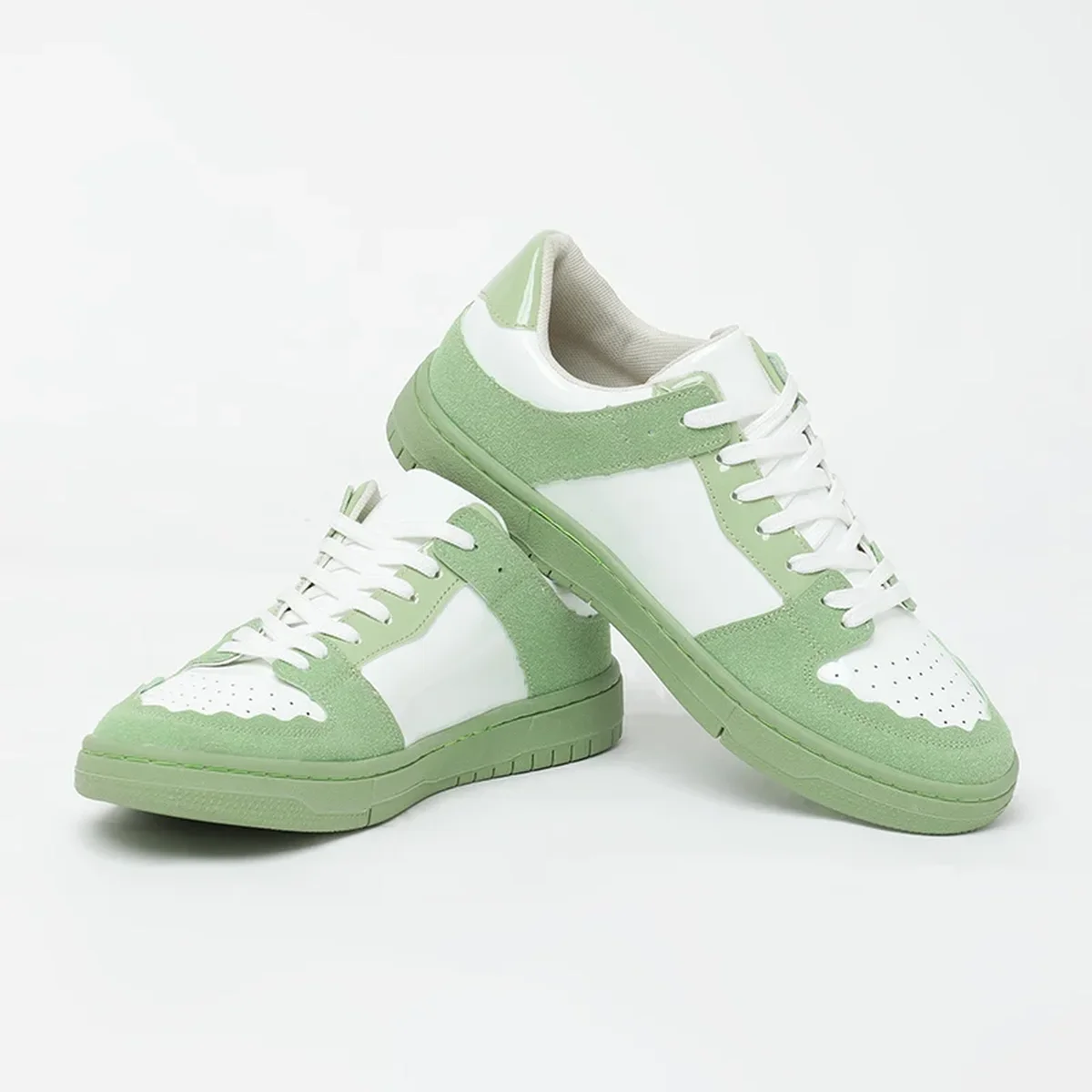 Green Solid Perforations Sneakers thumbnail 2