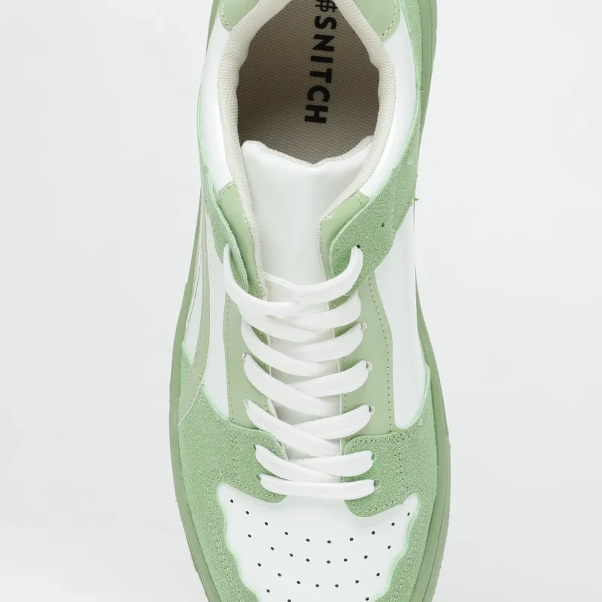 Green Solid Perforations Sneakers thumbnail 3