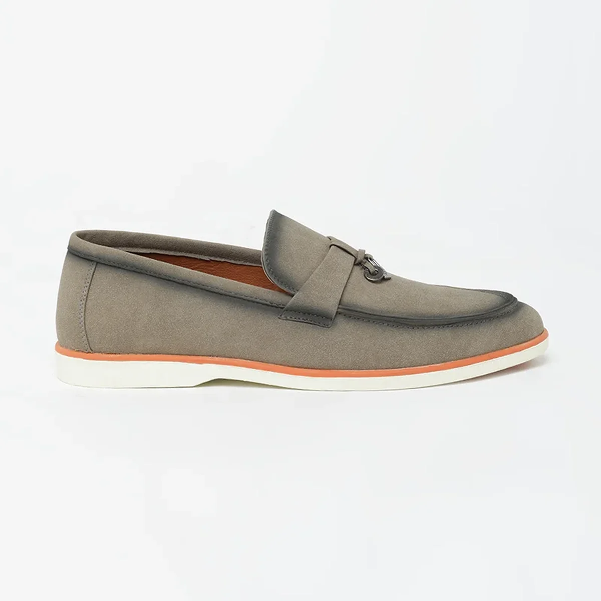 Grey Solid Loafers