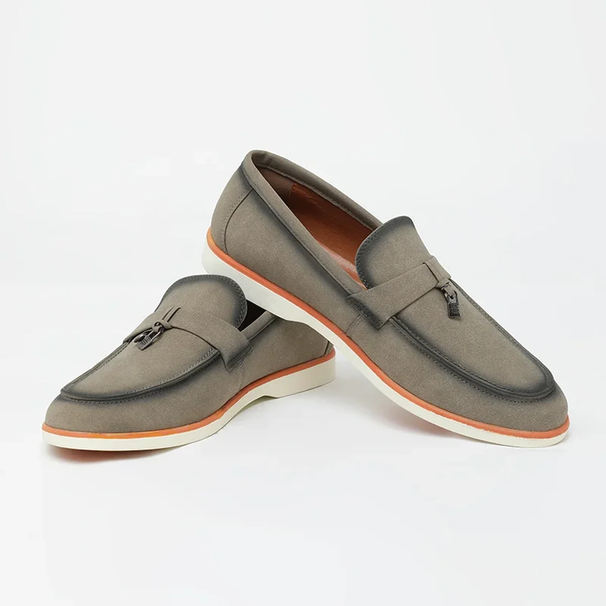 Grey Solid Loafers thumbnail 1