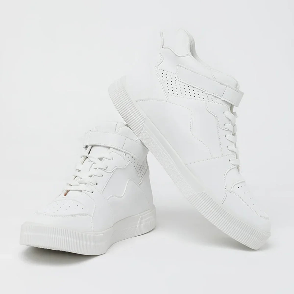 White Solid High Ankle Sneakers thumbnail 1