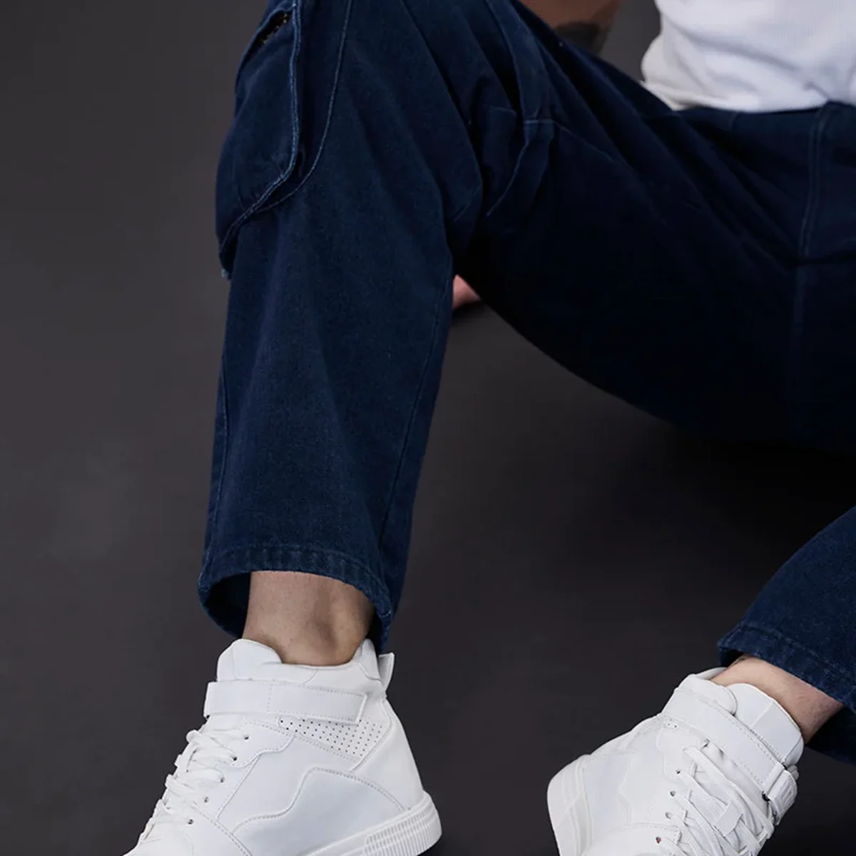 White Solid High Ankle Sneakers thumbnail 2