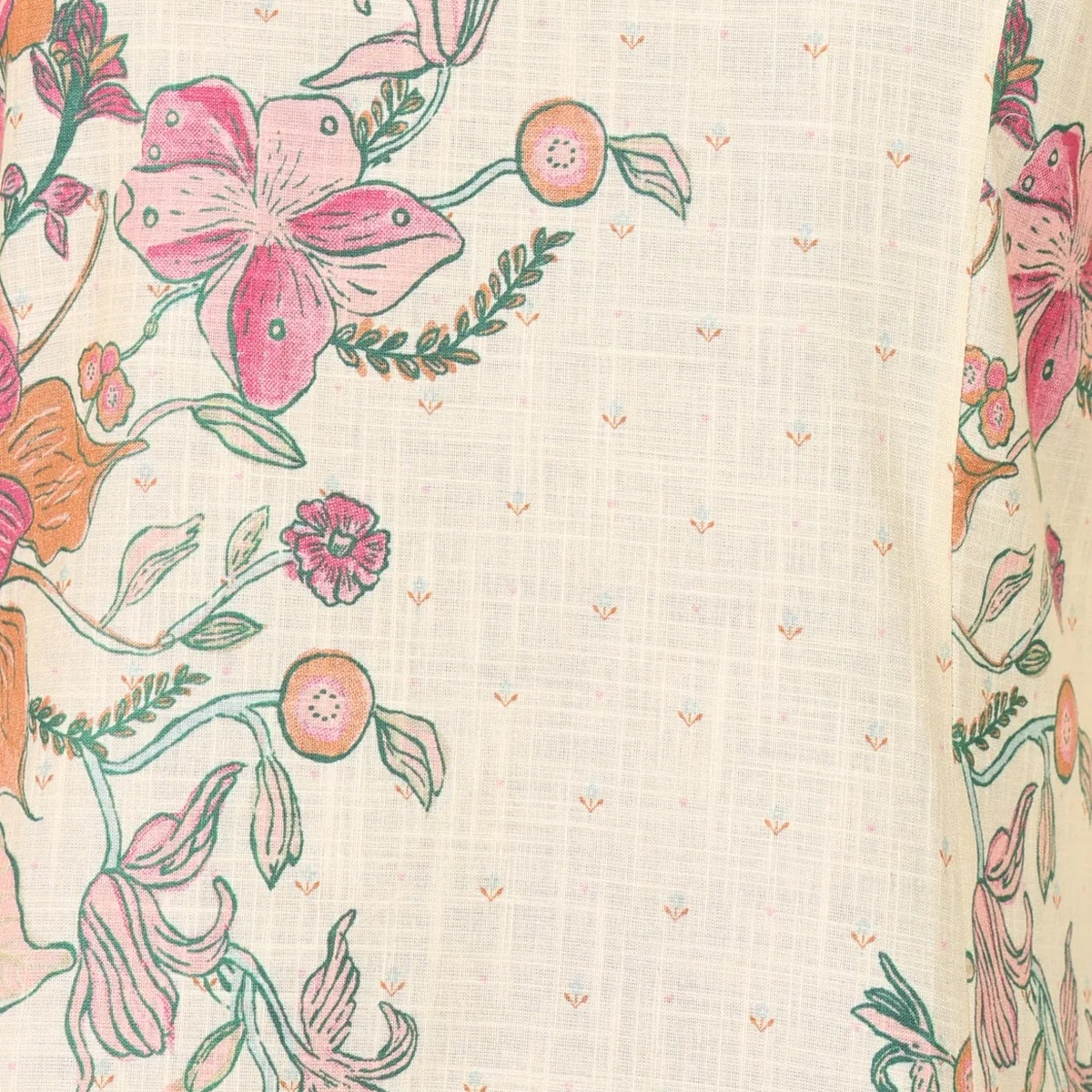 Beige Floral Printed Pure Cotton A-line Kurta with Pants Co-ord Set thumbnail 2