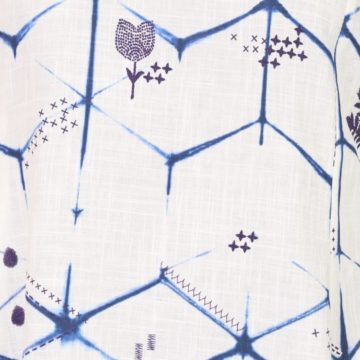 Off White Geometric Printed Pure Cotton Straight Kurta With Pants and Dupatta Set thumbnail 2
