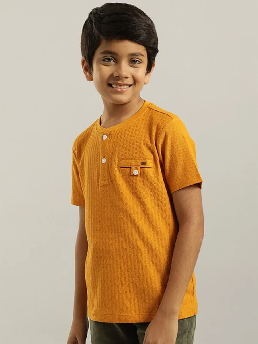Young Boy Solid Textured Short Sleeve Shirt And Shorts