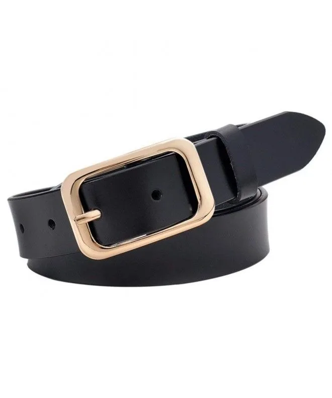 Women Black Solid Genuine Leather Belts