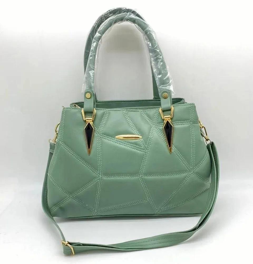Women green Texture Leather Handheld Bag