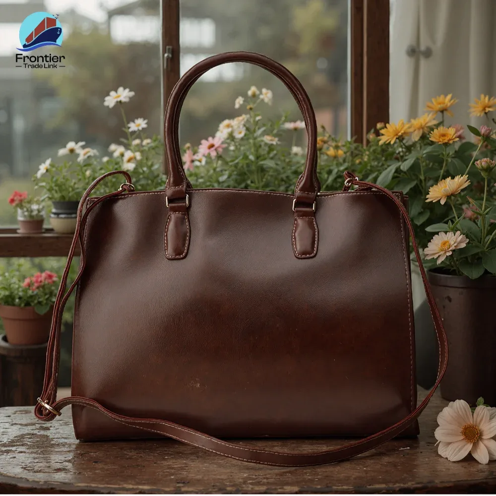 Women Brown Leather Handheld bag