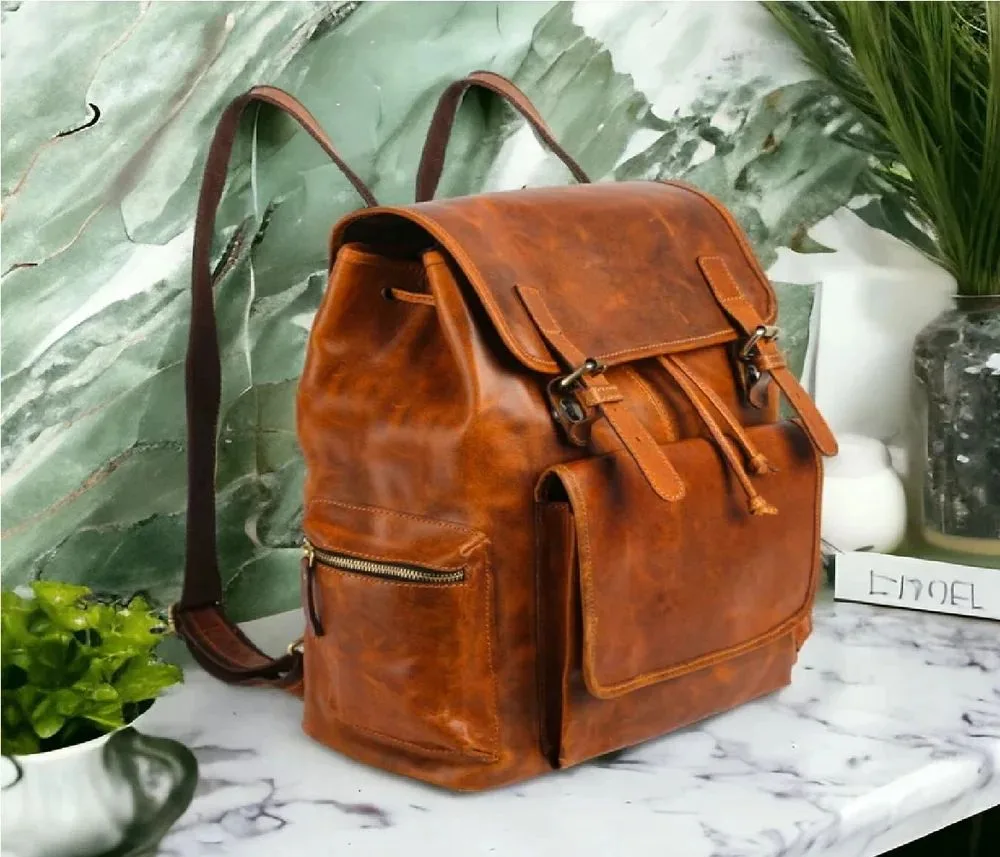 Women's Texture Leather Backpack