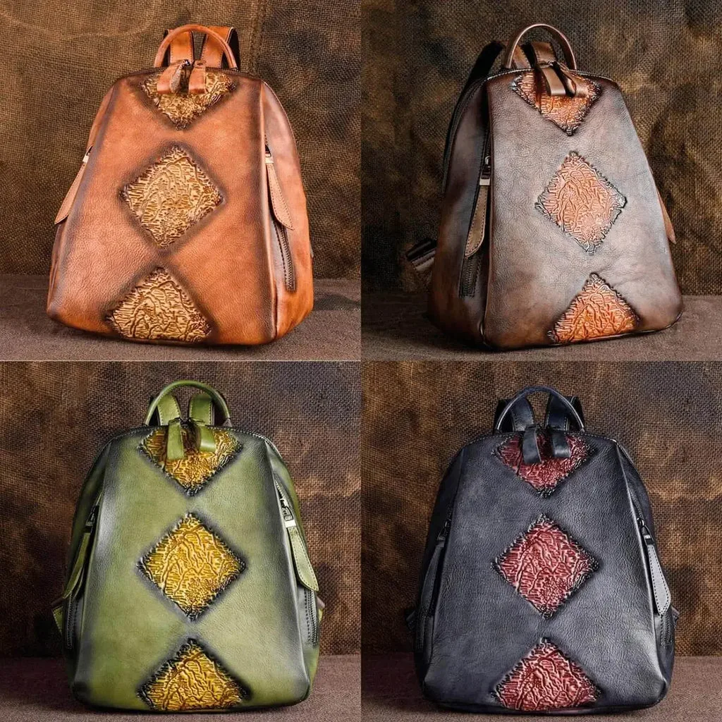 Women's Stylish Texture Leather Backpacks