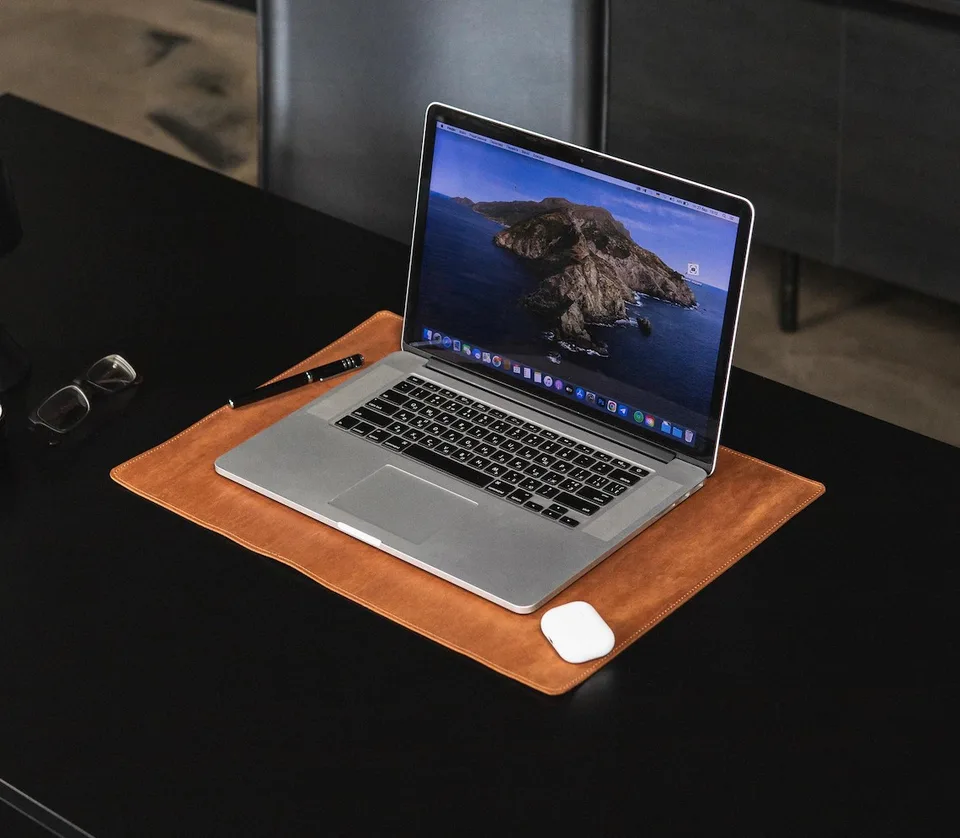 Leather Desk Blotter & Mousepad Set