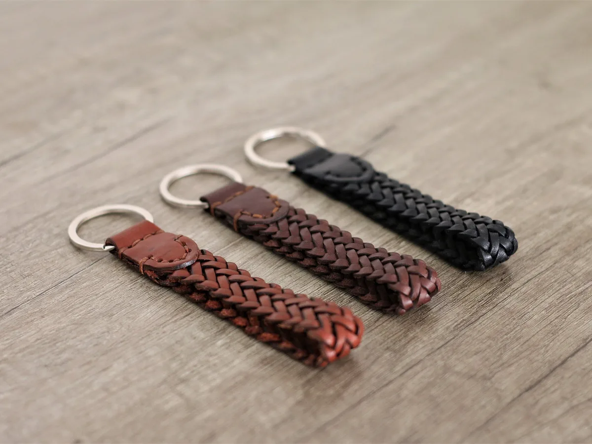 Braided Leather Keychain & Fob