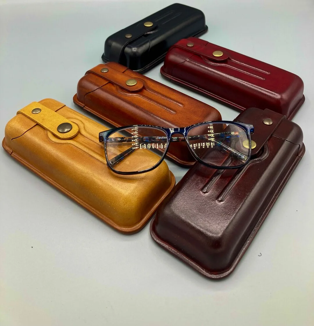 Foldable Eyewear Hard Leather Case