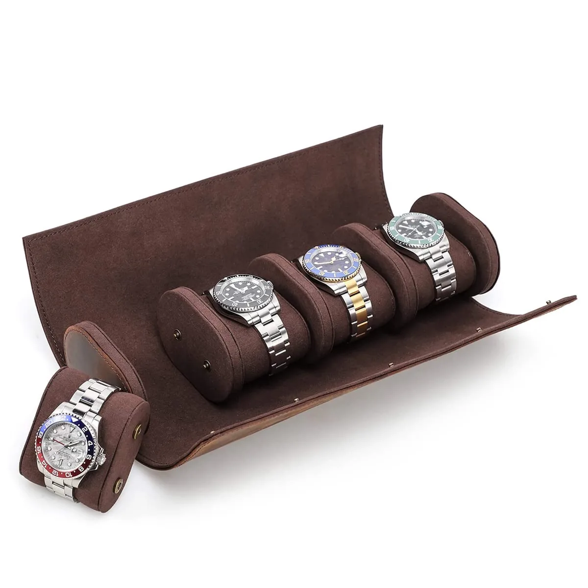 Hand-Finished Leather Watch Roll Case