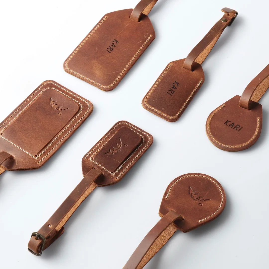 Leather Luggage Tag & Strap Set