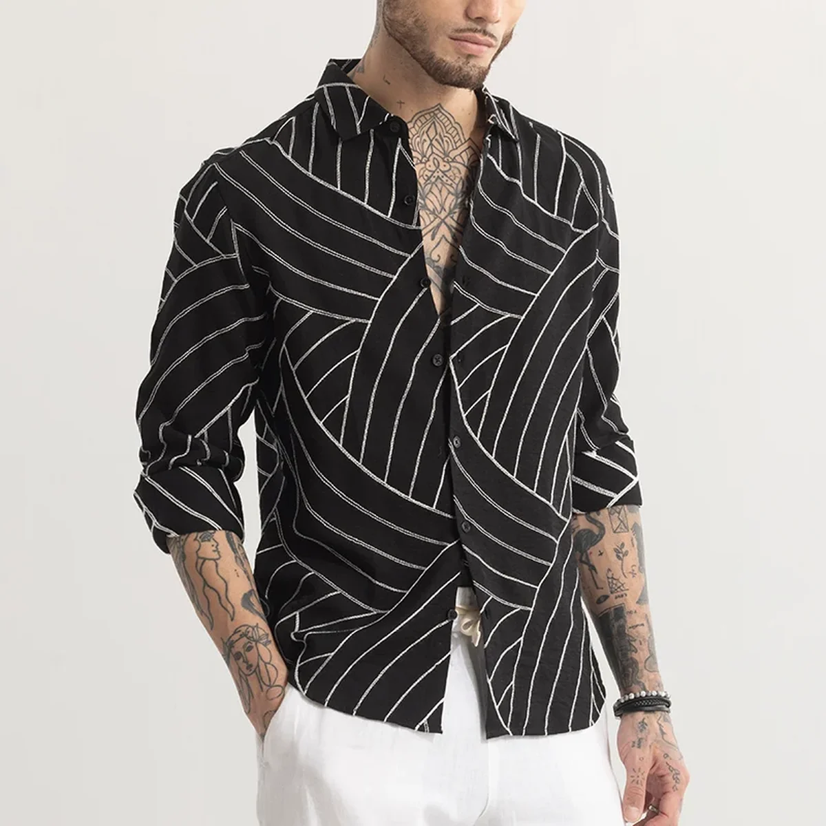 Scribline Black Embroidered Shirt